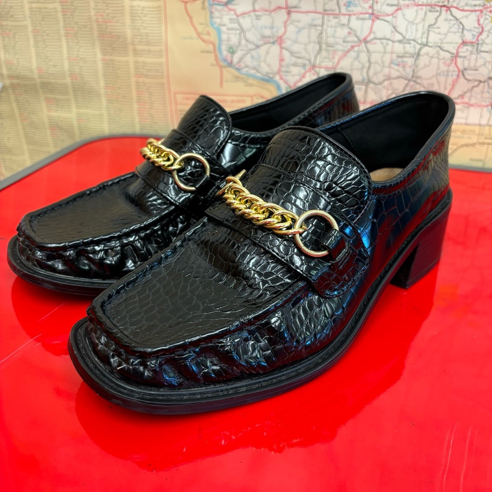 asos loafer with heel, faux crocodile size 7